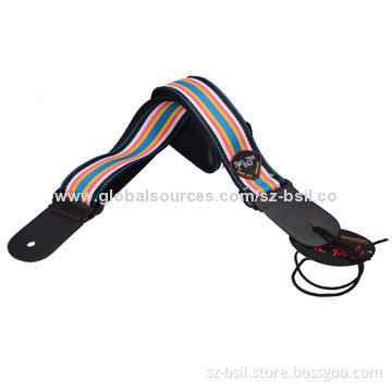 Adjustable Acoustic Guitar Strap Bass, Color String Genuine Leather Ends